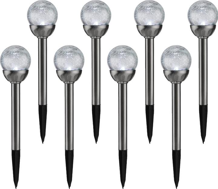 Image du produit HI Solar-Gartenlampe mit Crackle-Effekt-Kugel & Erdspiess, 8er-Set