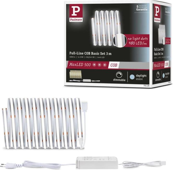 Immagine prodotto Paulmann Set di strisce COB MaxLED 500 a linea intera (Luce del giorno, 300 cm, Interno)