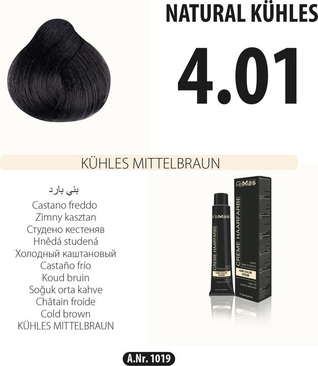 FemMas (4.01) Haarfarbe Kühles Mıttelbraun 100ml (4.01 Kühles Mittelbraun)