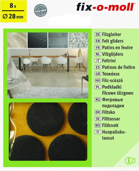 Fix-o-moll Felt gliders 3 mm / Ø 28 mm 8 x (Felt gliders, 8 Piece)