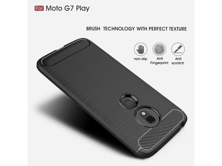 Produktbild Screenguard Motorola Moto G7 Play Hülle Carbon Brushed Soft TPU (Motorola Moto G7 Play)