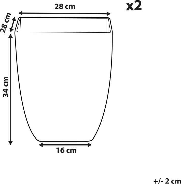 Actual product image Beliani Flowerpot Set of 2 white marble look square 28 x 28 x 34 cm MIRO (28 cm)