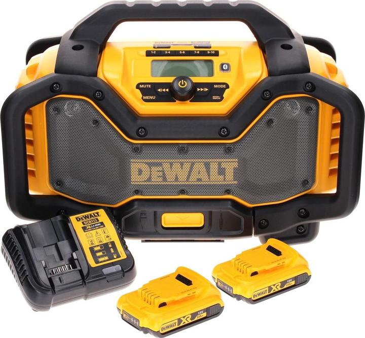 Image du produit DeWalt DCR 027 D2 Radio sans fil DAB+ 10,8-18,0 V + 2x batterie 2,0 Ah + chargeur (DAB+ DAB, FM, Bluetooth)