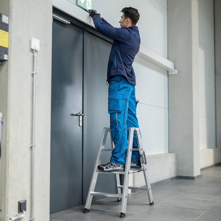 Produktbild Munk Stufen-Stehleiter beidseitig begehbar 2x14 Stufen (Stehleiter, 480 cm)