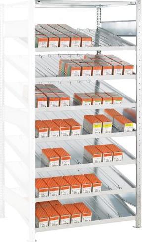 Actual product image Schulte Lagertechnik Kanban add-on shelf MULTIplus150 with partition and side guide