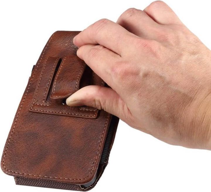 Actual product image Cover-Discount Nylon - Leather Belt Bag with Card Pocket brown / L