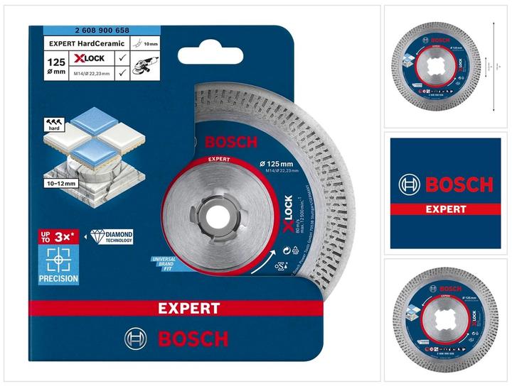 Immagine prodotto Bosch Professional Zubehör Dischi da taglio diamantati Expert HardCeramic X-LOCK, 125 x 22,23 x 1,4 x 10 mm