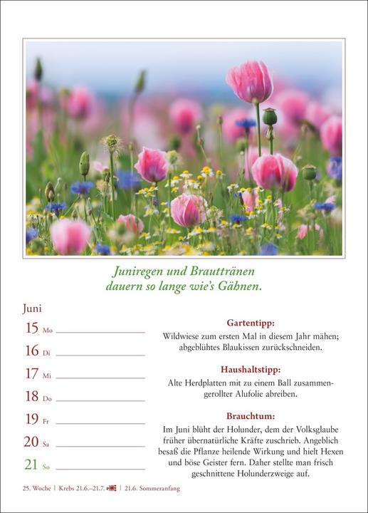Produktbild Harenberg Bauernweisheiten Wochenkalender 2026 - Bauernregeln, Brauchtum, Gartentipps, Haushalt (A5, Harter Einband, Deutsch)
