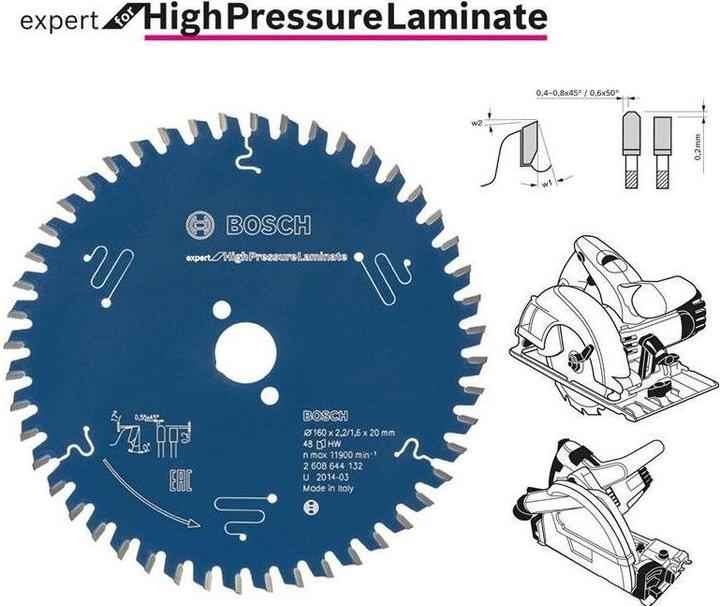 Actual product image Bosch Professional Zubehör Circular saw blade Expert for High Pressure Laminate, 160 x 20 x 2.2 mm, 48