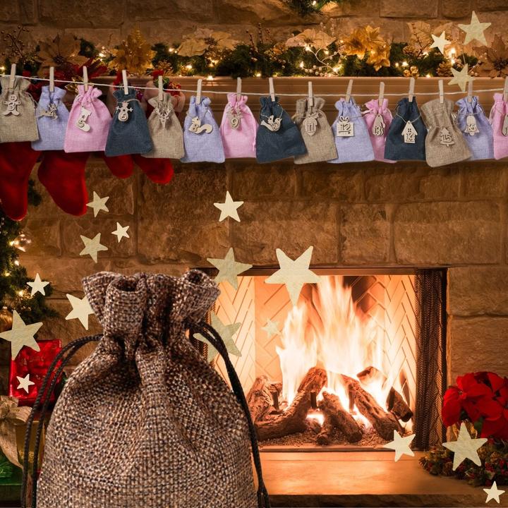 Immagine prodotto Hermex Do-It-Yourself-Adventskalender Überraschungskalender befüllbar Jutebeutel