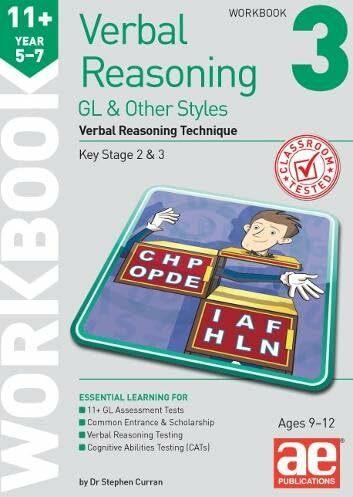 Actual product image 11+ Verbal Reasoning Year 5-7 GL & Other Styles Workbook 3 (English, Andrea Richardson, Dr Stephen C Curran, Katrina MacKay, 2024)