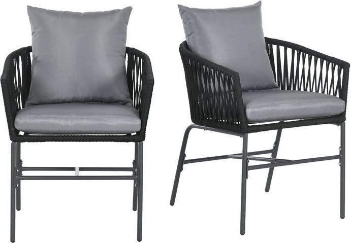Produktbild Swisshandel24 Gartenstühle 2er-Set, bis 120kg, mit Kissen, geschwungener Sitzschal, im Boho-Stil, Metallrahmen, Sc