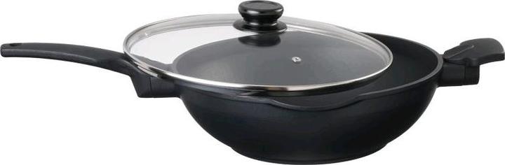 Lancôme Wok fonte d'aluminium 2 poignées avec couvercle en verre ø 30 cm (30 cm, Wok, Fonte d'aluminium)