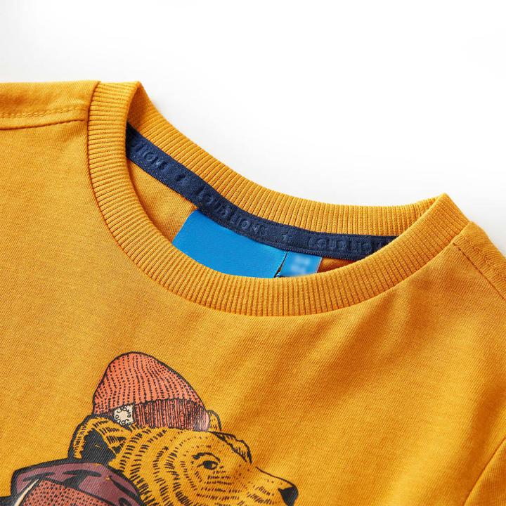 Immagine prodotto VidaXL Camicia da bambino a maniche lunghe ocra 128,Materiale: 100 (128)
