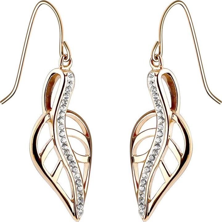 Star Piercing Ohrring rosegold Blatt mit Kristallen (Chirurgenstahl)