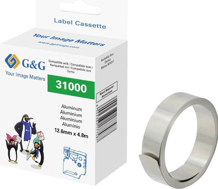Produktbild G&G Prägeband, Schriftband Aluminium Bandfarbe: Silber 12.6 mm 4.8 m (1.26 cm, Silber)
