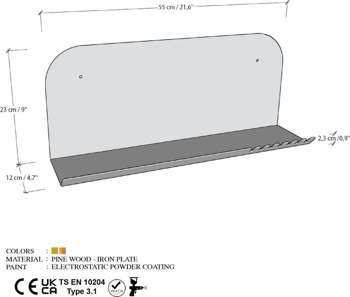 Actual product image Homitis Long (55 x 12 x 23 cm)