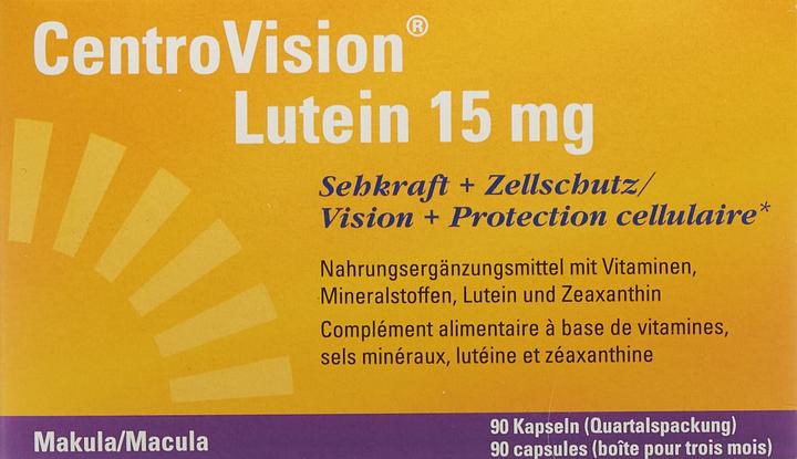 Valori nutrizionali e ingredienti CentroVision Lutein 15 mg (90 Pezzo/i, Pillole, 115 g)