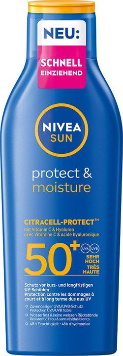 Actual product image NIVEA Protect & Moisture (Suntan lotion, SPF 50+, 200 ml, 240 g)