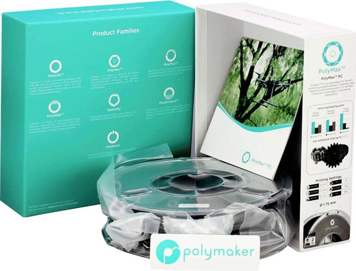 Produktbild Polymaker PC02001 Polymax Tough Filament PC (Polycarbonat) hohe Steifigkeit, hit (Carbon, 1.75 mm, 750 g, Schwarz)