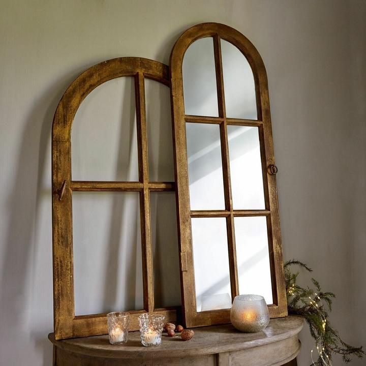 Produktbild Loberon Spiegel und Deko-Fenster 2er Set Crowley braun/gold (39.5 x 107 cm)