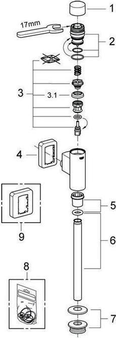 Actual product image Grohe Flush valve RONDO f urinal 1/2" o stop valve chr