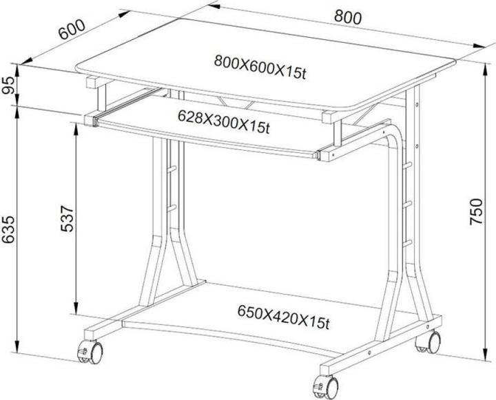 Actual product image Techly Compact Desk (80 x 60 x 75 cm)