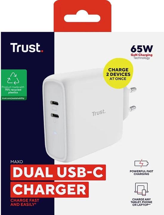 Actual product image Trust MAXO 65W 2P USB-C (65 W)