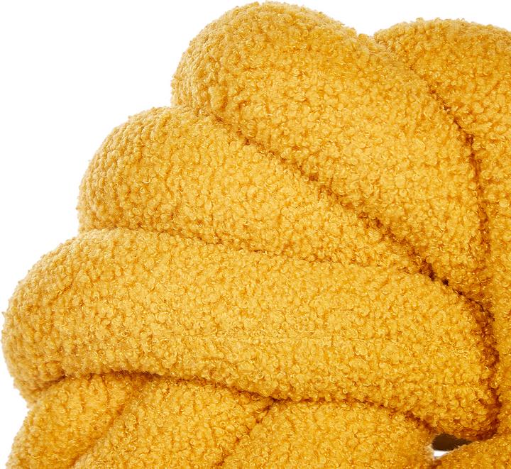 Actual product image Beliani Boucle Knot Cushion Yellow 31 x 31 cm AKOLA (31 x 31 x 11 cm)