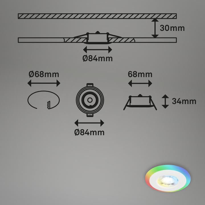 Produktbild Briloner LED Einbauleuchten-Set, mit RGB-LED, weiss, 3xLED/5W, IP44 (460 lm)