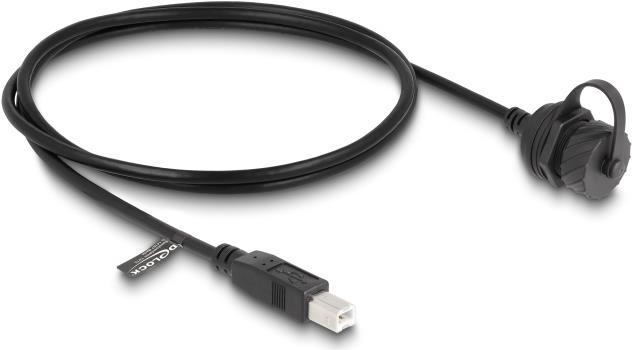 Produktbild Delock Kabel USB 2.0 Typ-B Stecker zu USB 2.0 Typ-B Buchse zum Einbau mit Bajonett-Verschlusskappe I (1 m, USB 2.0)