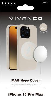 Image du produit Vivanco MAG HYPE Cover pour iPhone 15 Pro Max, beige, support MagSafe (Apple iPhone 15 Pro Max)