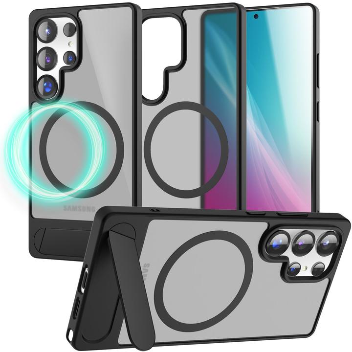 Produktbild Nalia Triton - Durchsichtige Standfuss Hülle mit MagSafe Ring - Kickstand Hardcover (Samsung Galaxy S25 Ultra)
