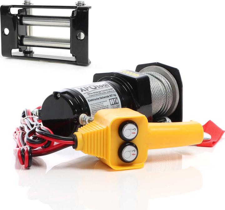 Produktbild XPOtool Elektrische Seilwinde 907kg Stahlseil 12,5m & Rollenfenster 907-1587kg