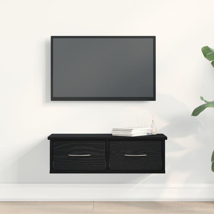 Produktbild VidaXL Wandmontiertes Schubladenregal Schwarz Eiche 60x26x18,5cm Holzwerkstoff (60 x 26 x 18.5 cm)