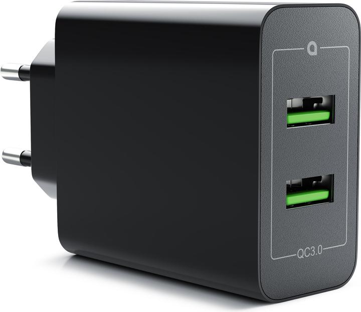Aplic USB Ladegerät, 2-Port Quick Charge USB Ladegerät 36 W / 6000 mA / Schnellladefunktion, schwarz (36 W)