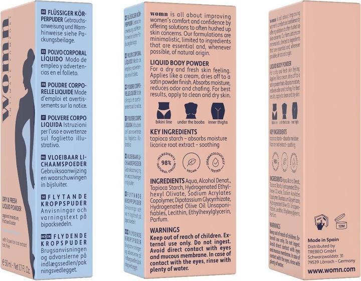 Nährwerte und Zutaten womn Dry and Fresh (Körperpuder, 50 ml)