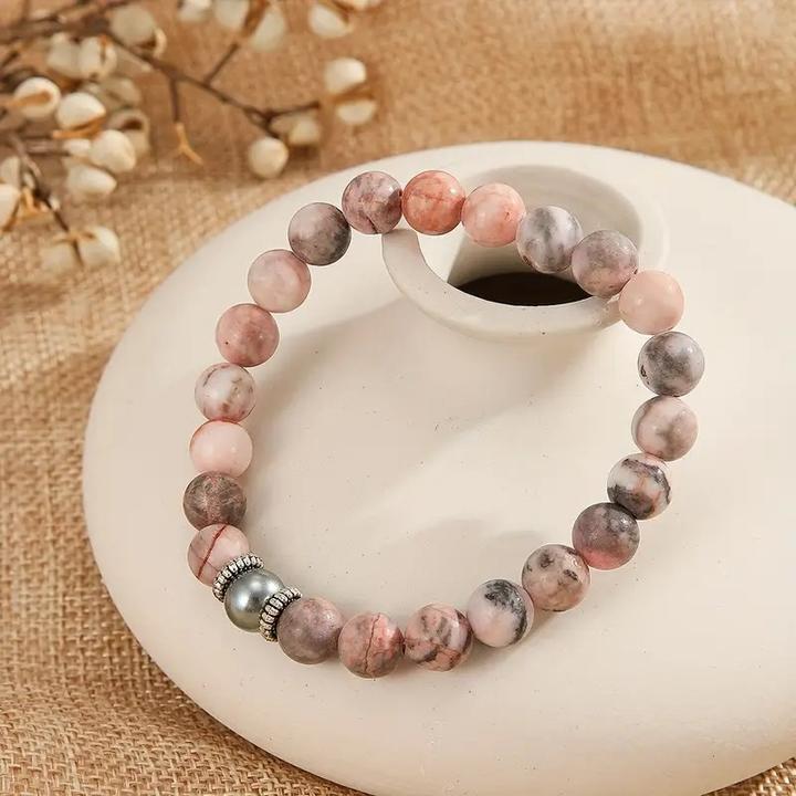 Actual product image ASMI Elegant zebra jasper bead bracelet made from natural stone (Natural stone)