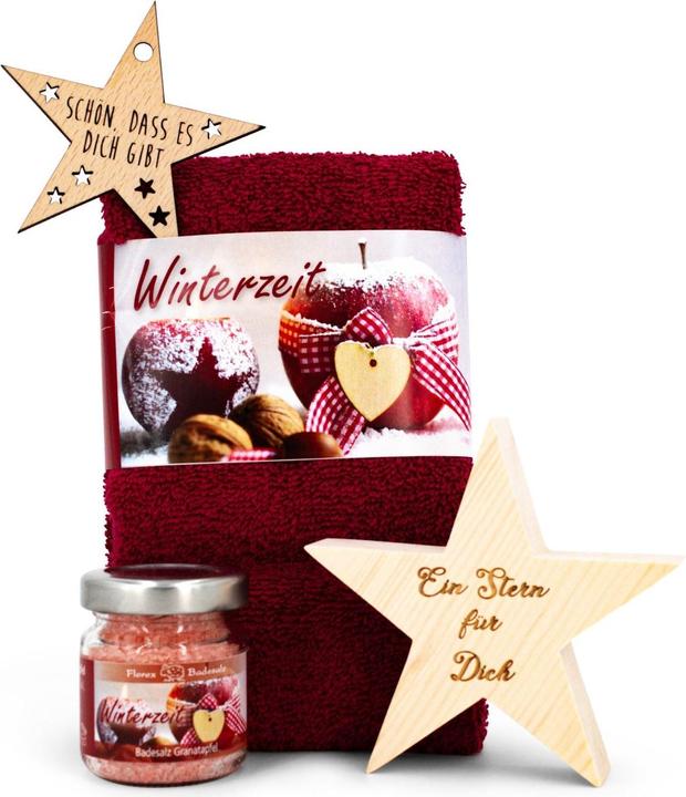 Produktbild ZNatur Geschenkset Weihnachten Zirben Holz Arvenholz Stern Geschenk Deko Badesalz & Tuch No.137 (Körperpflegeset)