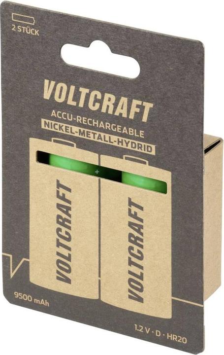 Immagine prodotto Voltcraft Endurance mono (D) ricaricabile NiMH 9500 mAh 1,2 V 2 pz. (2 pz., D, 9500 mAh)