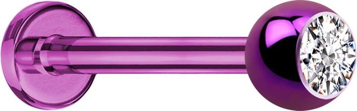 Star Piercing Micro Labret violett mit Kugel und Kristall silber (ohne Messing, Titan G23)