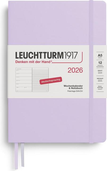Produktbild Wochenkalender & Notizbuch Medium A5 Lilac 2026 (15 x 21 cm, Deutsch)