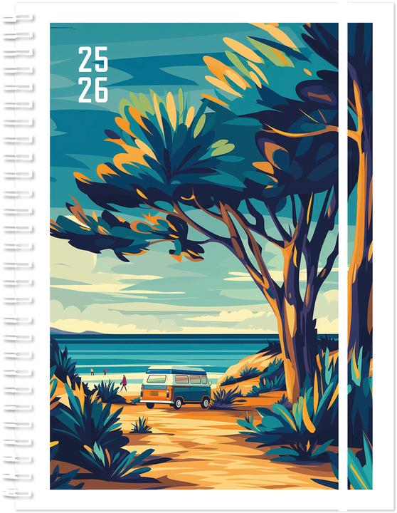 Simplex Schüleragenda Emotions 25/26 500211.26 1T/1S 12M Surf Van 12x16.5cm (A6, Allemand, Français, Rhaeto-Romanique, Italien)