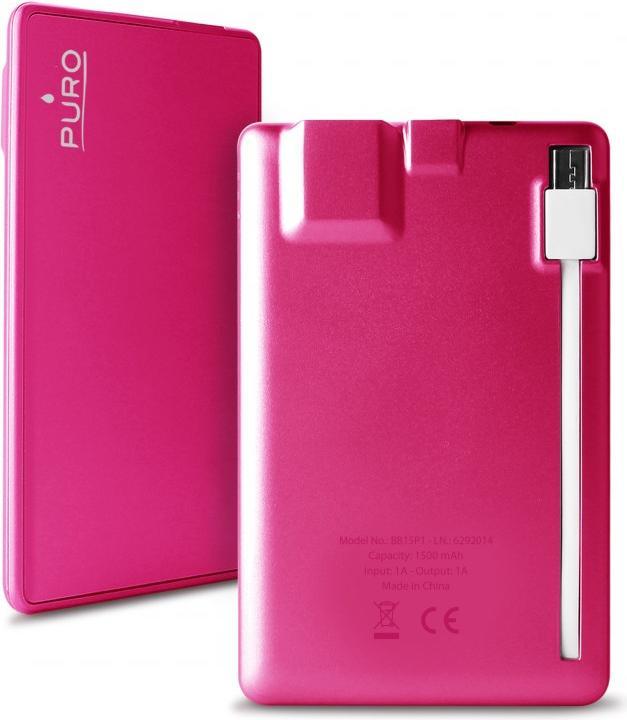 Immagine prodotto Puro BB15P1PNK batteria portatile Polimeri di litio (LiPo) 1500 mAh Rosa (1500 mAh)