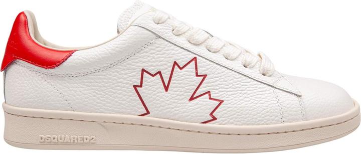Actual product image Dsquared2 boxer sneakers in leather white and red color (40)