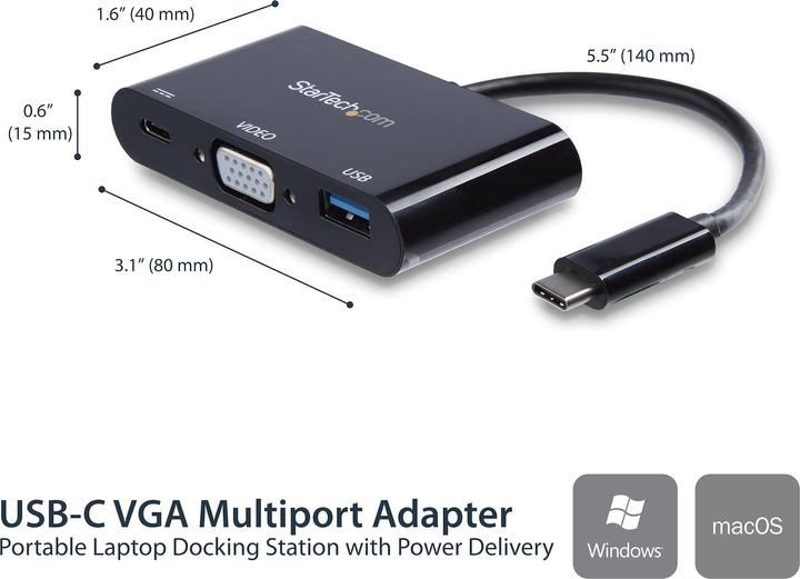 Actual product image StarTech USB-C to VGA Multifunction Adapter (USB-C, 1 Ports)