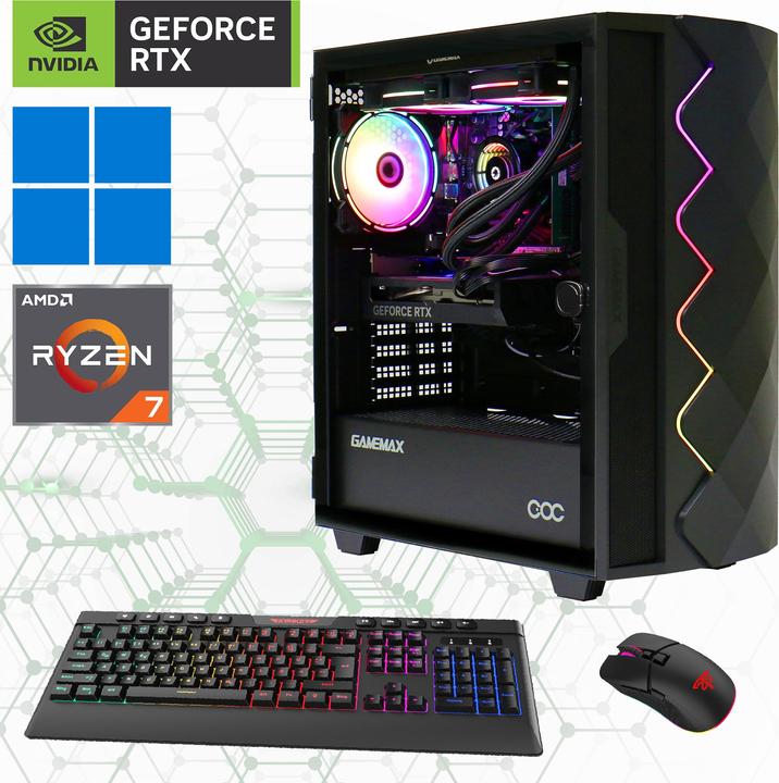 Produktbild GameMax Diamond BK 7227 Ryzen 7 7700X WAK 32GB DDR5 2TB SSD RTX 4070 Super (AMD Ryzen 7 7700X, 32 GB, 2000 GB, GeForce RTX 4070 Super)