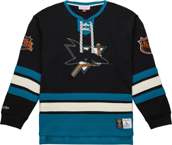 Actual product image Mitchell & Ness M&N San Jose Sharks NHL Lace-Up Heritage Hoody - S (S)