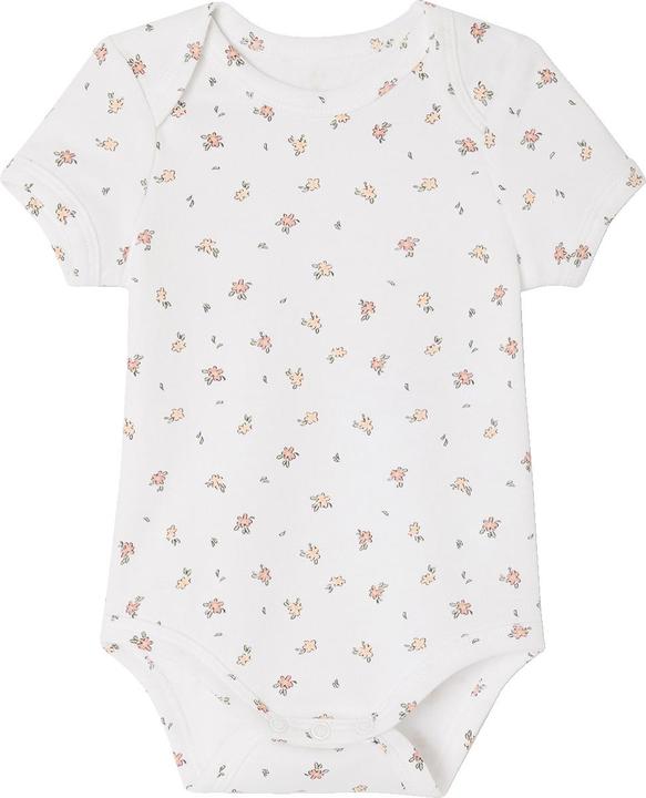Actual product image Vertbaudet Bio-Kollektion: 5er-Pack Baby Bodys mit kurzen Ärmeln, Hase & Blumen (74)