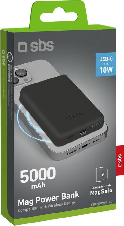 Immagine prodotto SBS Powerbank 5.000 mAh USB-C/MagSafe 10 W nero (5000 mAh, 10 W, 5 Wh)